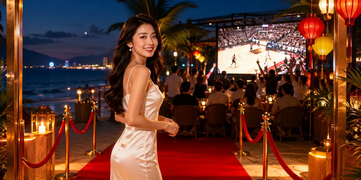 Người hâm mộ bóng rổ theo dõi kèo cược trên bãi biển Nha Trang buổi chiều